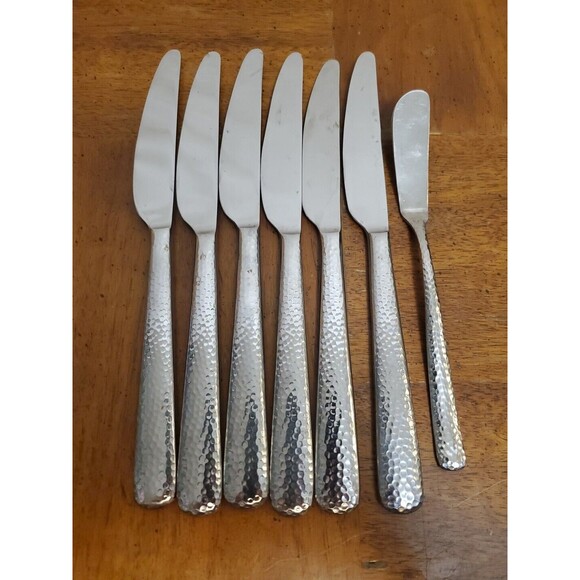 TOMODACHI Hampton Forge Ella 18/10 Stainless Hammered Flatware Set Of 7 Knives - Picture 1 of 4